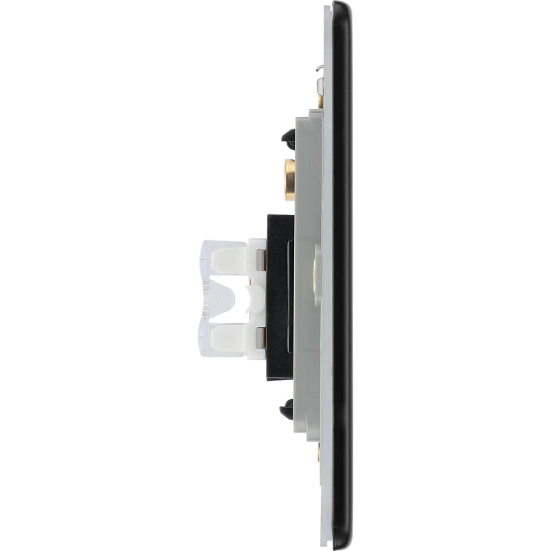 BG Electrical Flatplate Screwless Matt Black - Double, RJ45 telephone socket