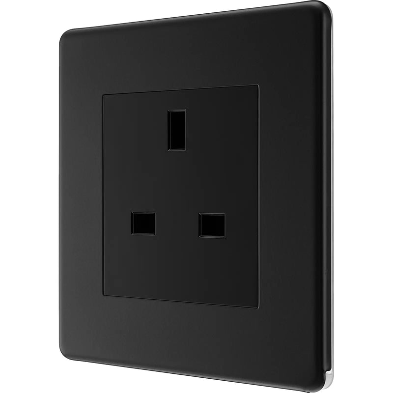BG Electrical Flatplate Screwless Matt Black - Single unswitched