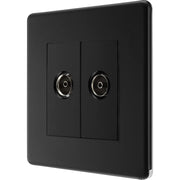 BG Electrical Flatplate Screwless Matt Black - Double co-axial