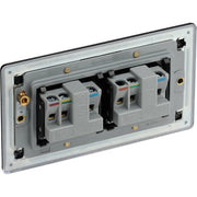 BG Electrical Flatplate Screwless Matt Black - Double unswitched
