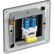 BG Electrical Flatplate Screwless Matt Black - Single telephone socket, master