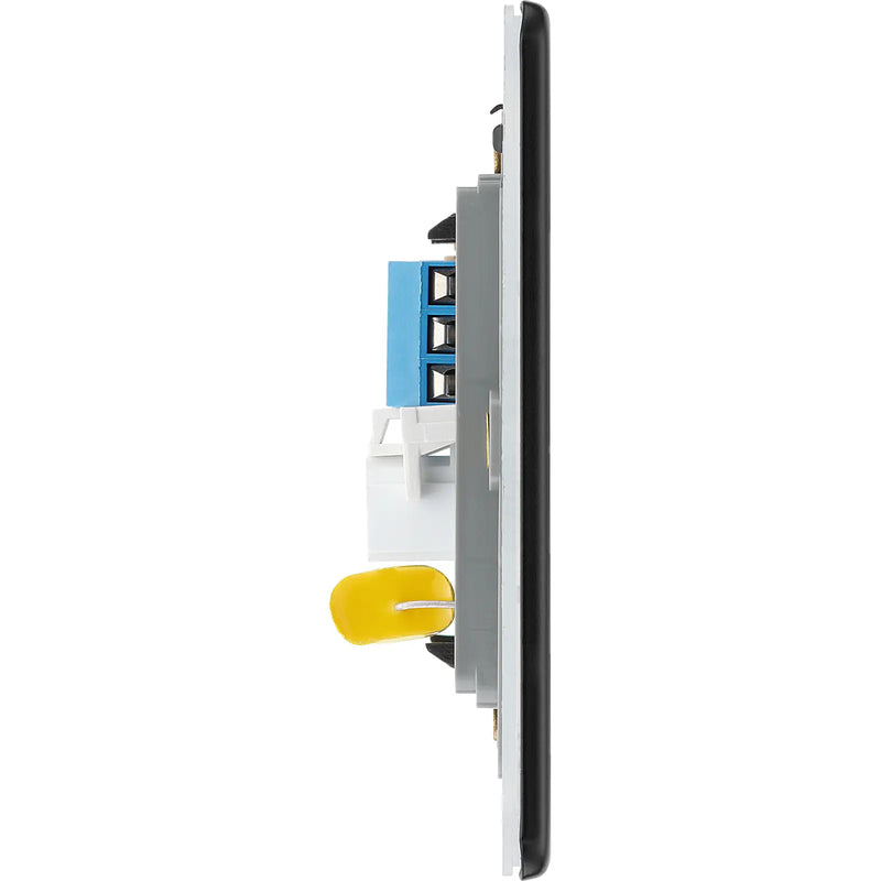 BG Electrical Flatplate Screwless Matt Black - Single telephone socket, master