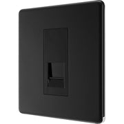 BG Electrical Flatplate Screwless Matt Black - Single, RJ11 telephone socket