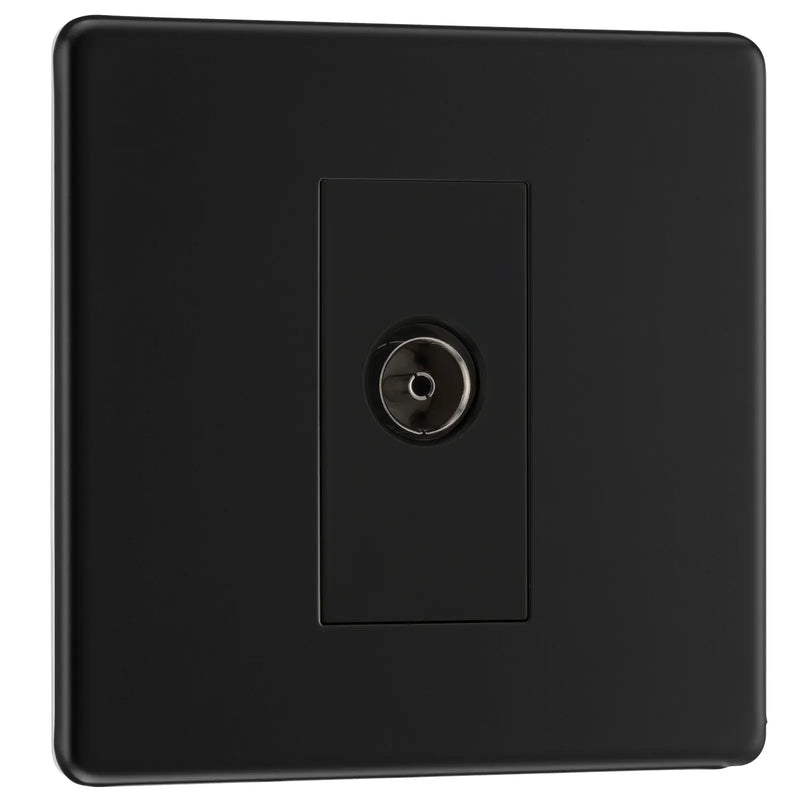 BG Electrical Flatplate Screwless Matt Black - Single isolated, co-axial