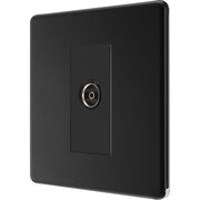 BG Electrical Flatplate Screwless Matt Black - Single isolated, co-axial