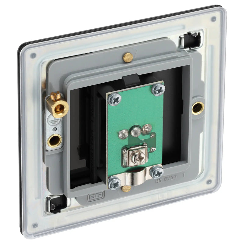 BG Electrical Flatplate Screwless Matt Black - Single isolated, co-axial