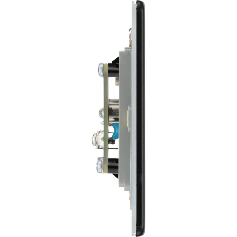 BG Electrical Flatplate Screwless Matt Black - Single isolated, co-axial