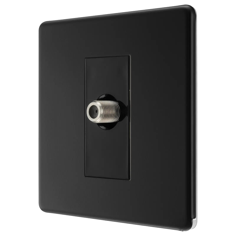 BG Electrical Flatplate Screwless Matt Black - Single satellite