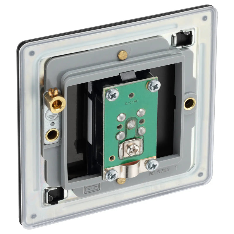 BG Electrical Flatplate Screwless Matt Black - Single satellite