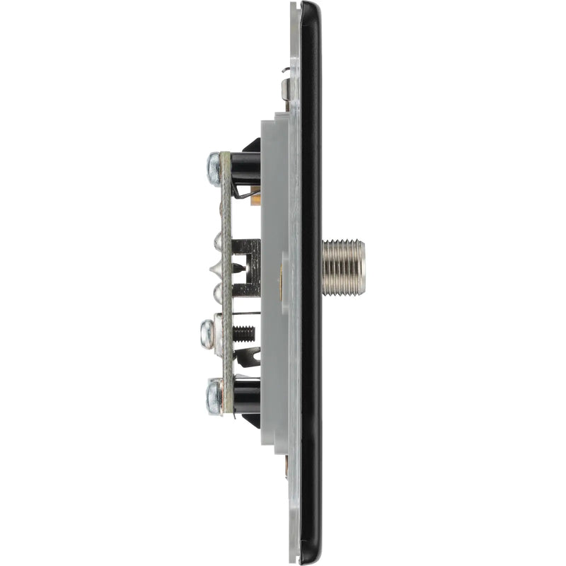 BG Electrical Flatplate Screwless Matt Black - Single satellite