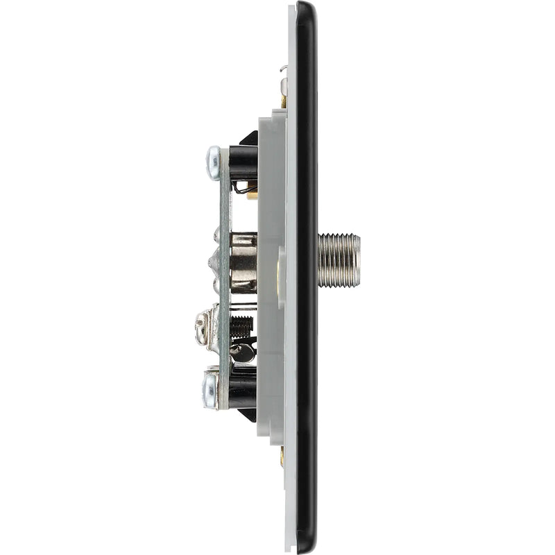 BG Electrical Flatplate Screwless Matt Black - Double satellite and co-axial