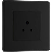 BG Electrical Flatplate Screwless Matt Black - 2A, Single, unswitched, round pin