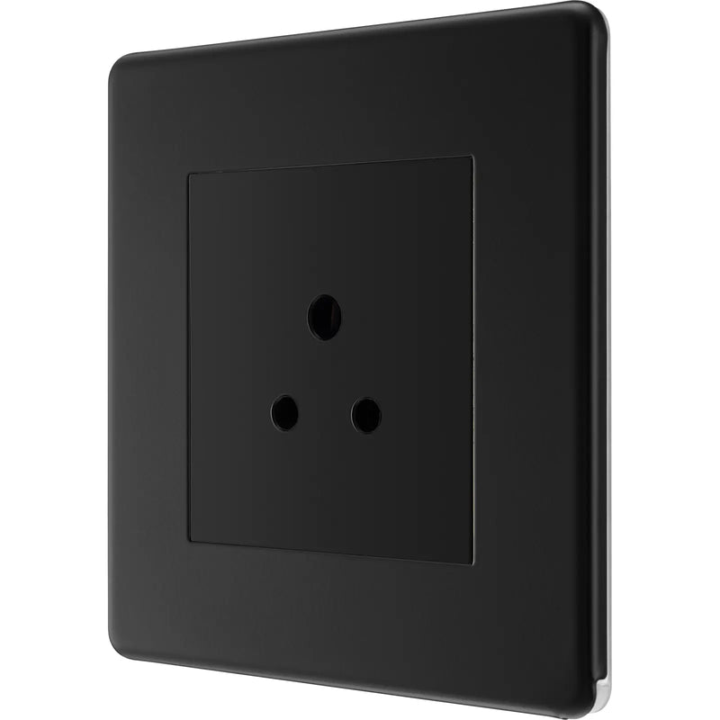 BG Electrical Flatplate Screwless Matt Black - 2A, Single, unswitched, round pin