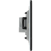 BG Electrical Flatplate Screwless Matt Black - 2A, Single, unswitched, round pin