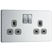 BG Electrical Flatplate Screwless Polished Chrome - Double switched, double pole