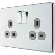 BG Electrical Flatplate Screwless Polished Chrome - Double switched, double pole