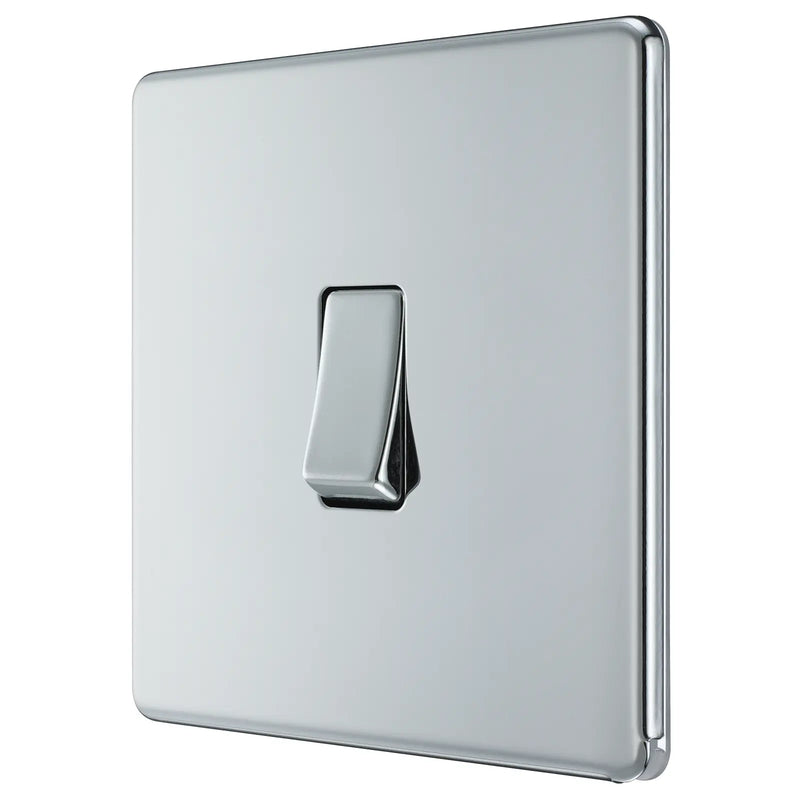 BG Electrical Flatplate Screwless Polished Chrome - Single, 2 way switch