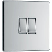 BG Electrical Flatplate Screwless Polished Chrome - Double, 2 way switch