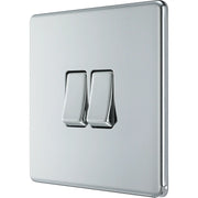 BG Electrical Flatplate Screwless Polished Chrome - Double, 2 way switch