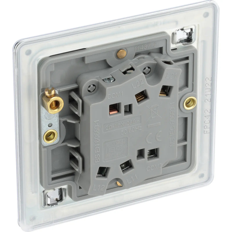 BG Electrical Flatplate Screwless Polished Chrome - Double, 2 way switch