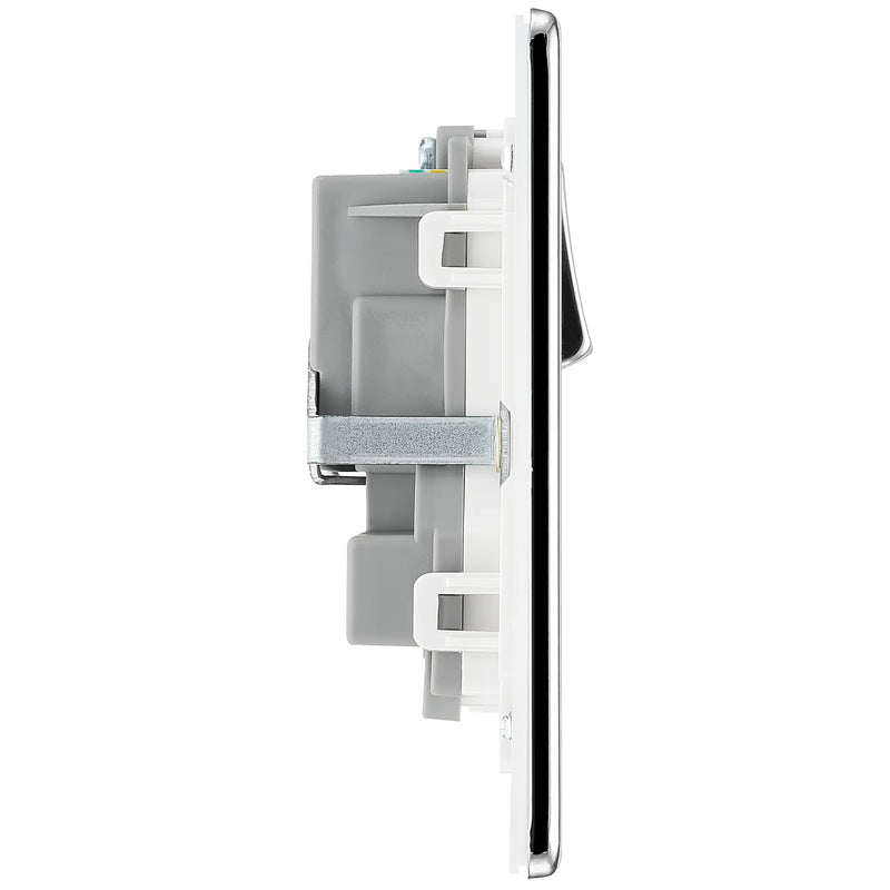 BG Electrical Flatplate Screwless Polished Chrome - Double switched, double pole