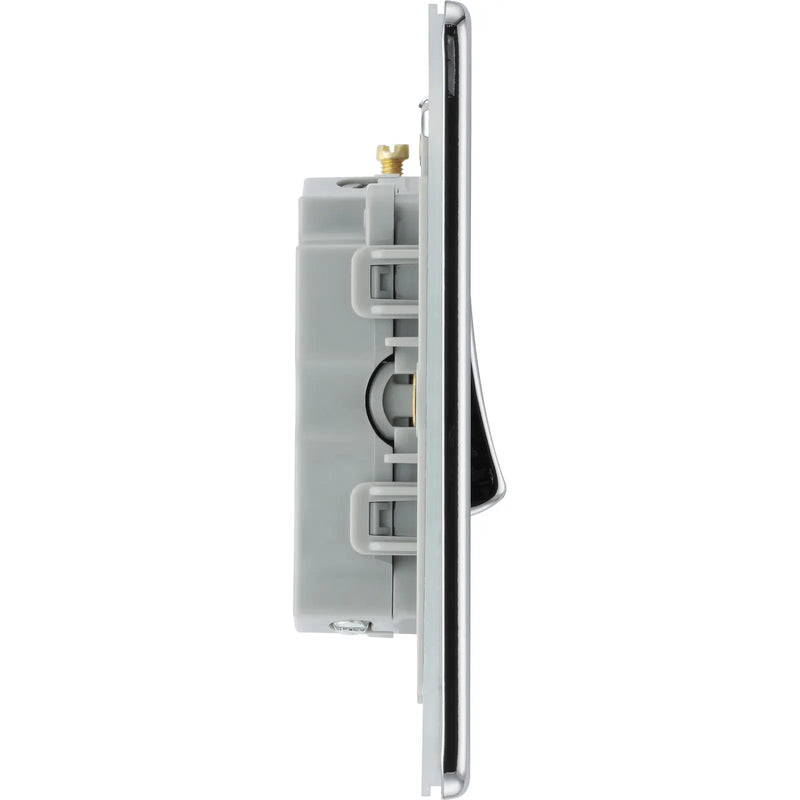 BG Electrical Flatplate Screwless Polished Chrome - Triple, 2 way switch