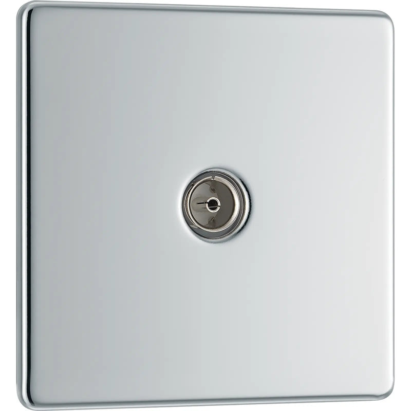 BG Electrical Flatplate Screwless Polished Chrome - Single, co-axial