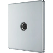 BG Electrical Flatplate Screwless Polished Chrome - Single, co-axial