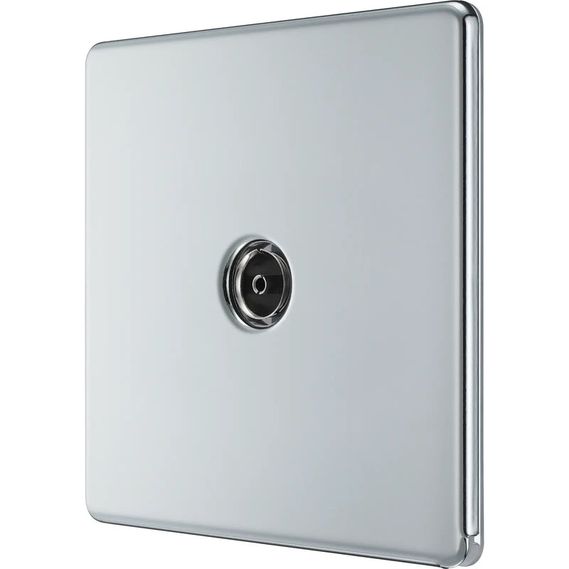 BG Electrical Flatplate Screwless Polished Chrome - Single, co-axial