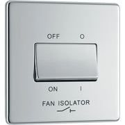BG Electrical Flatplate Screwless Polished Chrome - Triple pole fan isolator