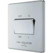 BG Electrical Flatplate Screwless Polished Chrome - Triple pole fan isolator