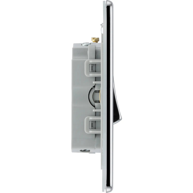 BG Electrical Flatplate Screwless Polished Chrome - Triple pole fan isolator