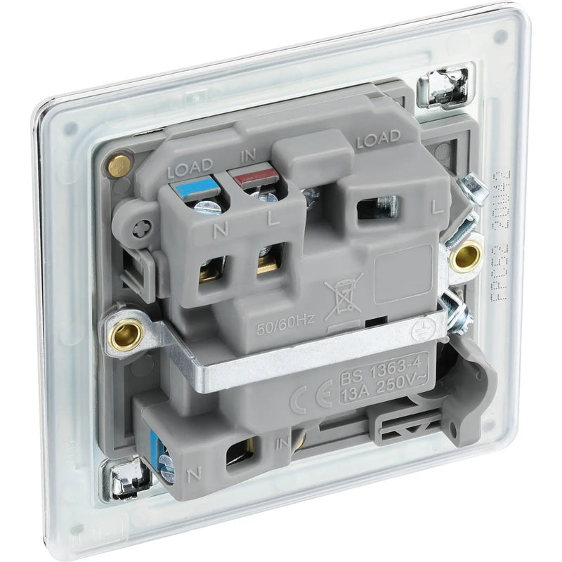 BG Electrical Flatplate Screwless Polished Chrome - Switched and fused with indicator