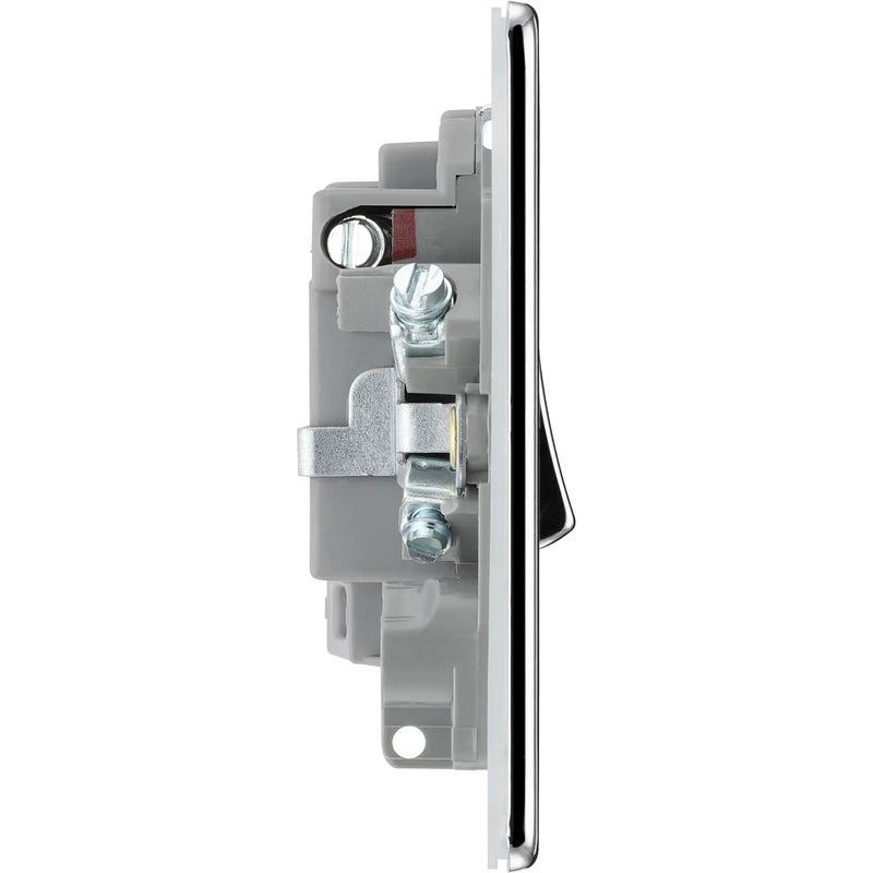 BG Electrical Flatplate Screwless Polished Chrome - Switched and fused with indicator