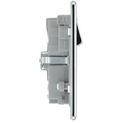 BG Electrical Flatplate Screwless Polished Chrome - Double switched, single pole, with 2 x USB A