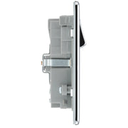 BG Electrical Flatplate Screwless Polished Chrome - Double switched, single pole, with 2 x USB A