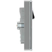BG Electrical Flatplate Screwless Polished Chrome - Double switched, single pole, with 2 x USB A