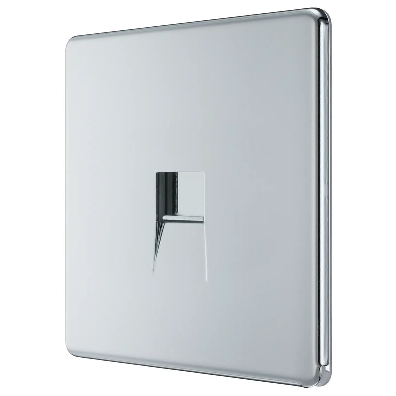 BG Electrical Flatplate Screwless Polished Chrome - Single, telephone socket, secondary