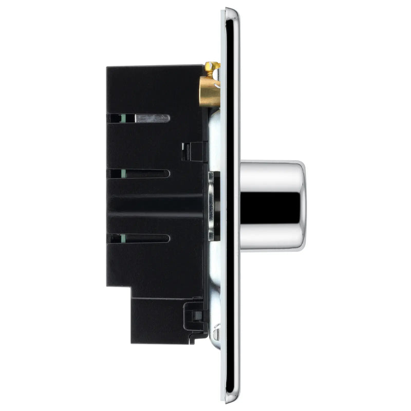BG Electrical Flatplate Screwless Polished Chrome - Triple, 2 way push 200W