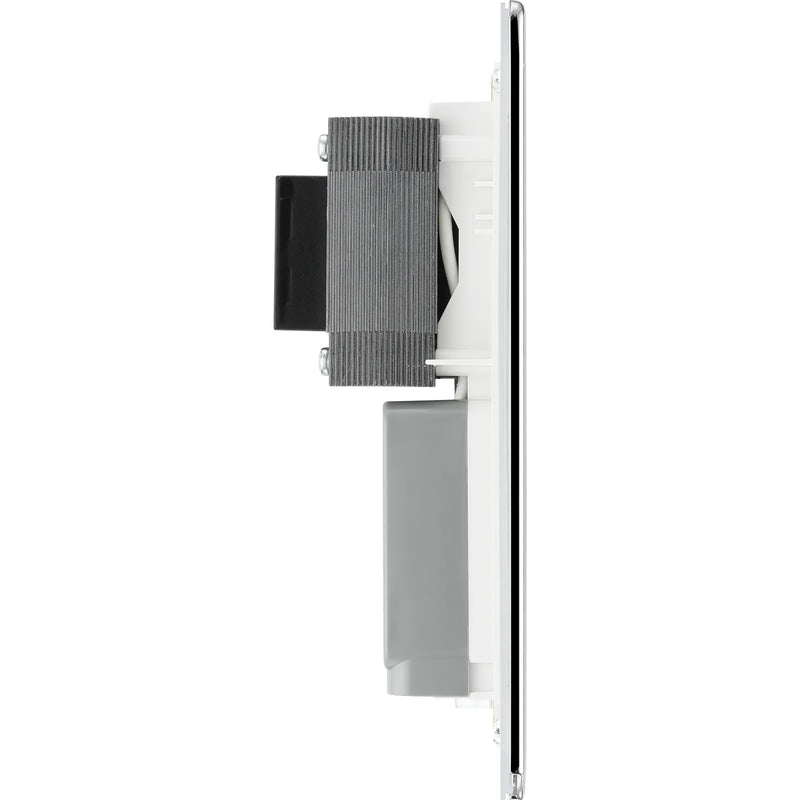 BG Electrical Flatplate Screwless Polished Chrome - 115/240V dual voltage shaver socket