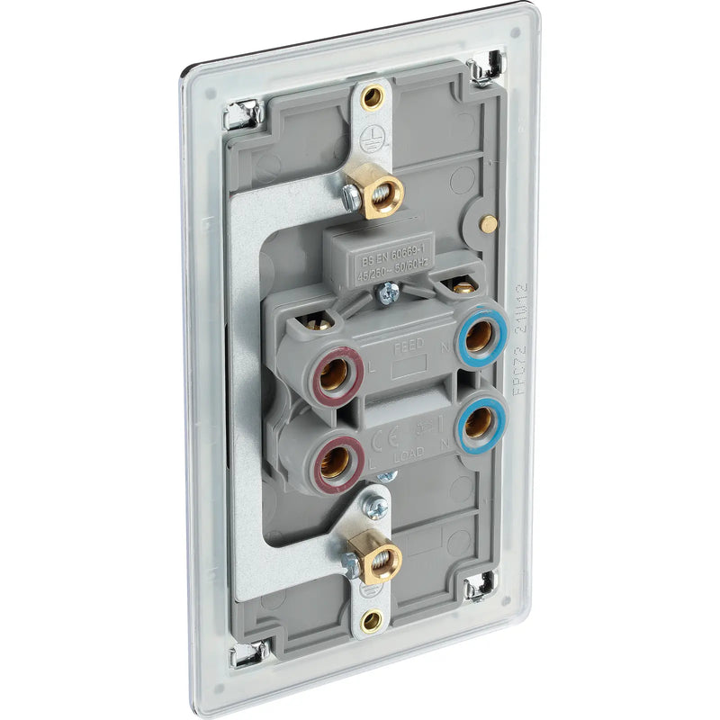 BG Electrical Flatplate Screwless Polished Chrome - 45A, double pole, large plate, with indicator