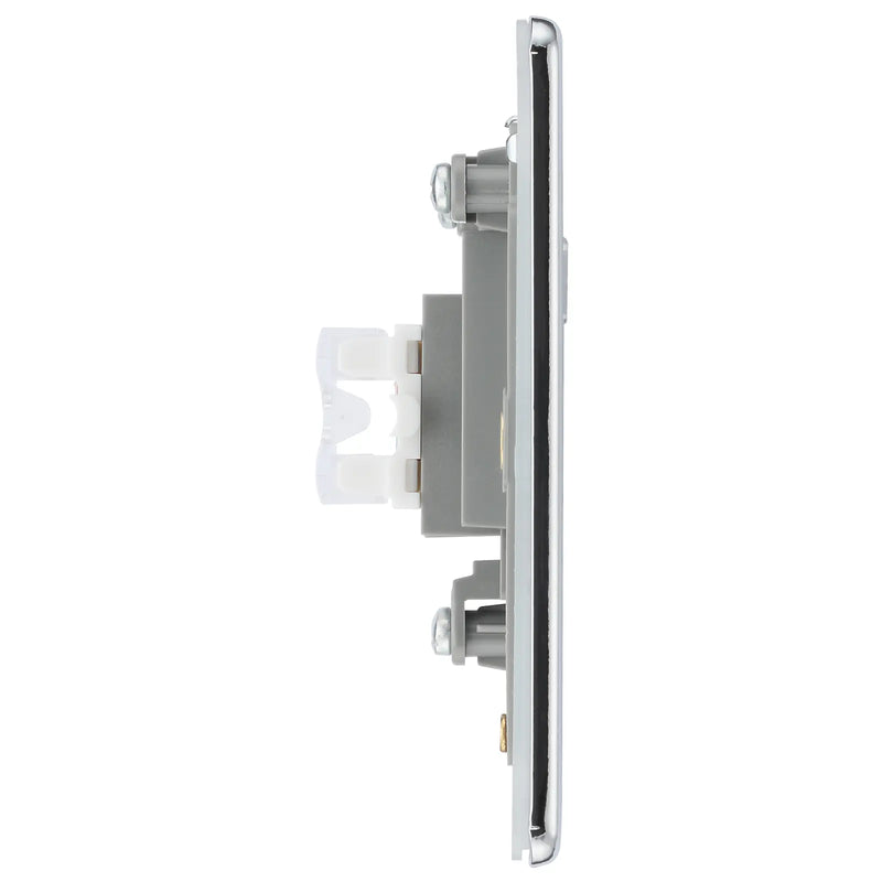BG Electrical Flatplate Screwless Polished Chrome - Single, RJ45 data socket