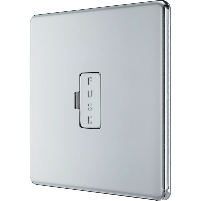 BG Electrical Flatplate Screwless Polished Chrome - Unswitched and fused