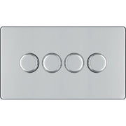 BG Electrical Flatplate Screwless Polished Chrome - Quadruple, 2 way push 200W