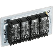 BG Electrical Flatplate Screwless Polished Chrome - Quadruple, 2 way push 200W