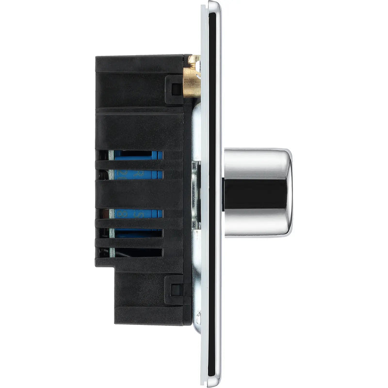 BG Electrical Flatplate Screwless Polished Chrome - Quadruple, 2 way push 200W