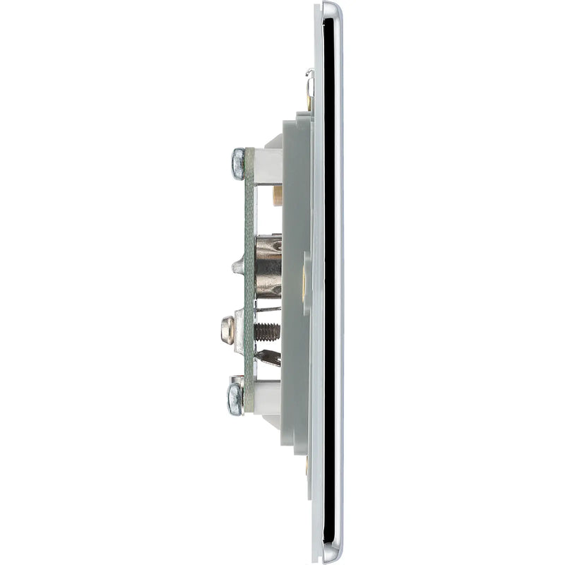 BG Electrical Flatplate Screwless Polished Chrome - Double, co-axial