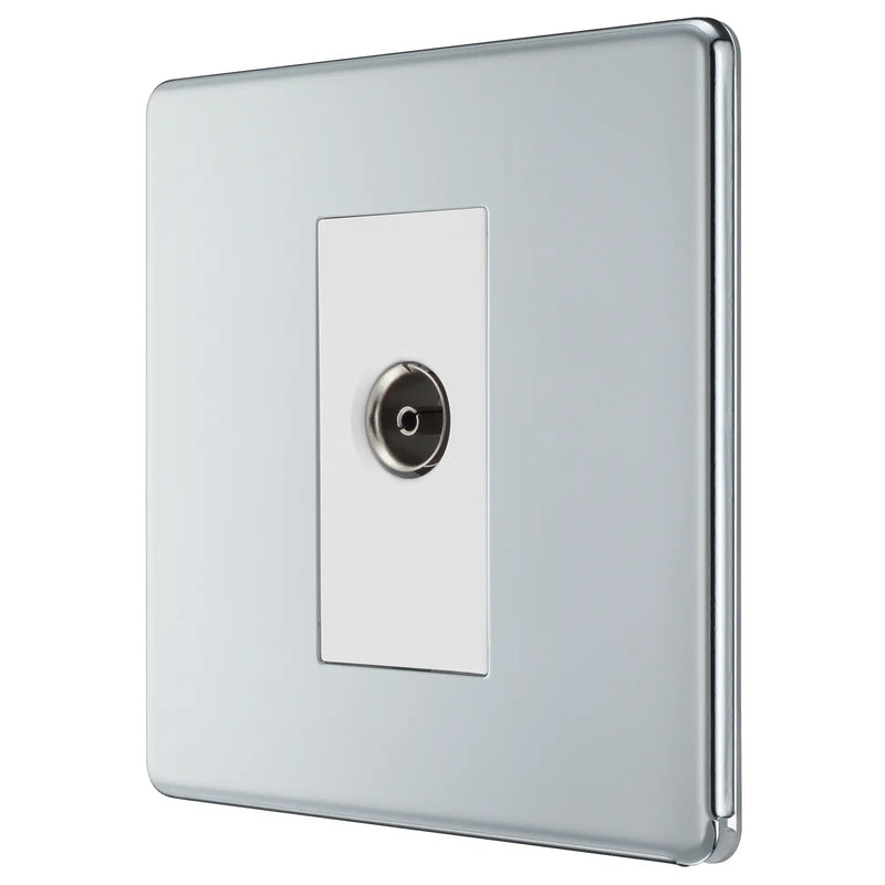 BG Electrical Flatplate Screwless Polished Chrome - Single, isolated, co-axial