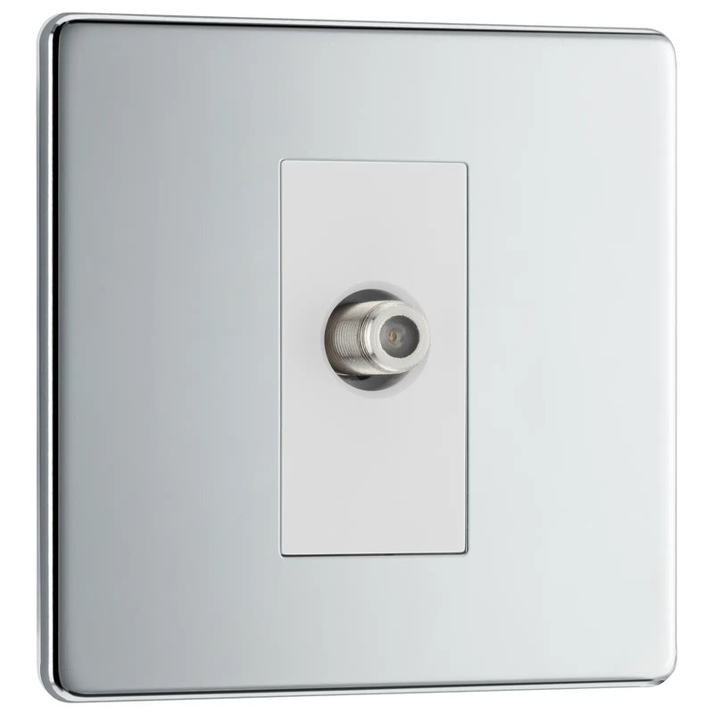 BG Electrical Flatplate Screwless Polished Chrome - Single, satellite