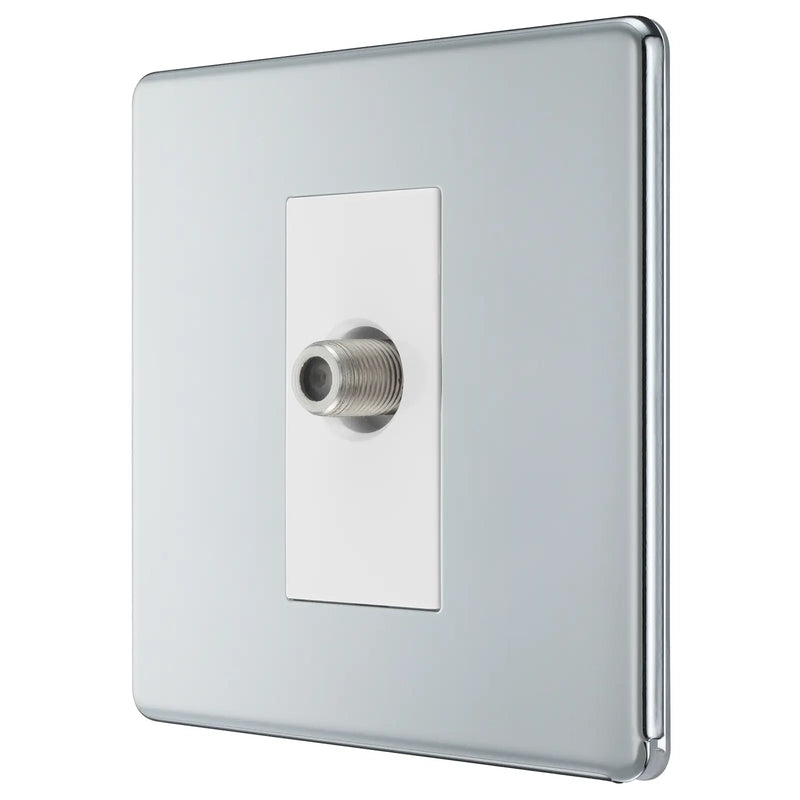 BG Electrical Flatplate Screwless Polished Chrome - Single, satellite